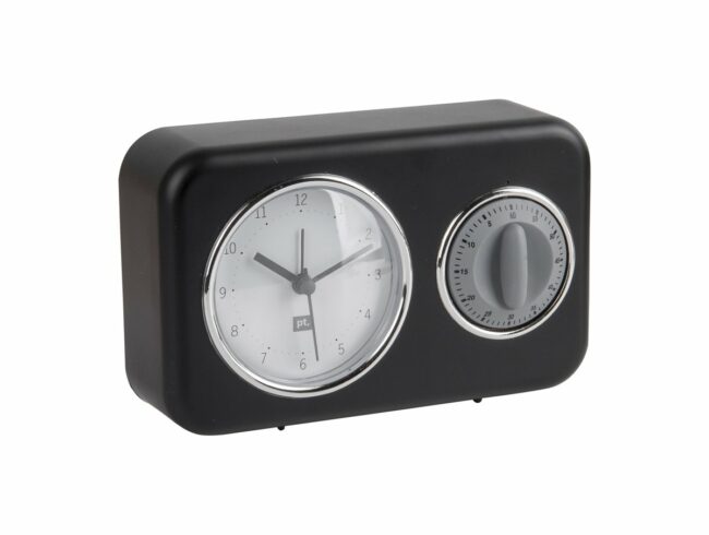 CLOCK WITH KITCHEN TIMER NOSTALGIA BLACK 17X6X11CM - Image 2