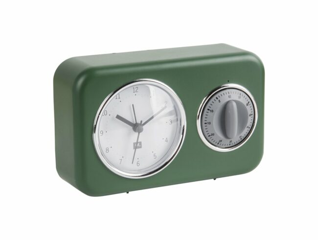 CLOCK WITH KITCHEN TIMER NOSTALGIA GREEN 17X6X11CM - Image 2