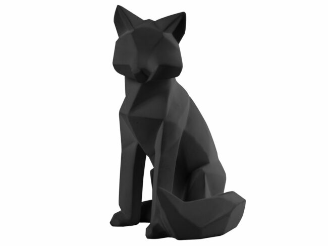 STATUE ORIGAMI FOX POLYRESIN LARGE  MATT BLACK 16,7X15X26CM