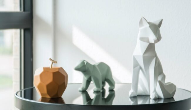 STATUE ORIGAMI FOX POLYRESIN LARGE MATT WHITE 16,7X15X26CM - Image 2