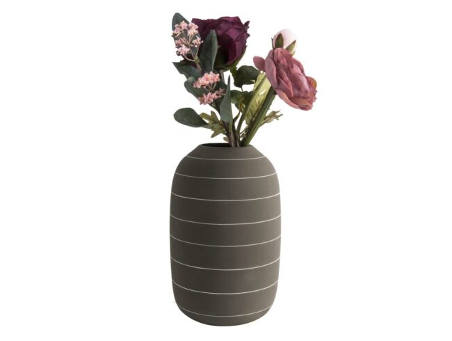 VASE TERRA STRAIGHT CERAMIC DARK BROWN 25X16CM - Image 2