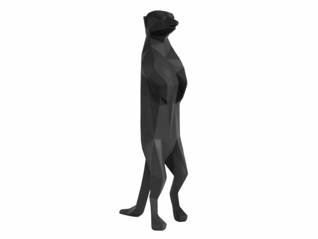 STATUE ORIGAMI MEERKAT POLYRESIN MATT BLACK 14,8X8,5X31,7CM