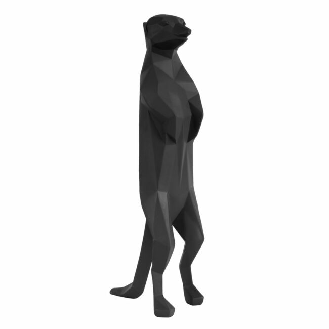 STATUE ORIGAMI MEERKAT POLYRESIN MATT BLACK 14,8X8,5X31,7CM