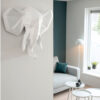 WALL HANGER ORIGAMI ELEPHANT POLYRESIN MATT WHITE 45X39,5X14CM - Image 3