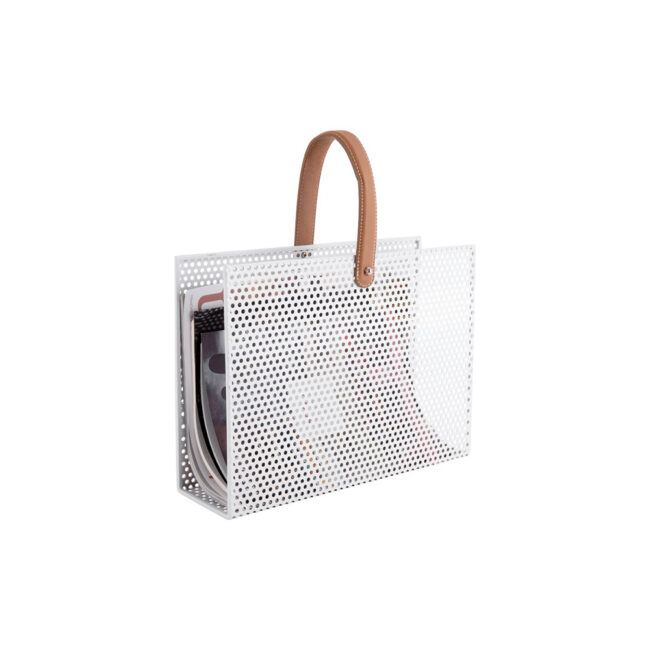 MAGAZINE RACK MESH IRON WHITE 30X33X9CM - Image 2
