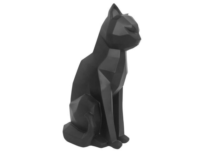 STATUE ORIGAMI CAT SITTING POLYRESIN MATT BLACK 17X11.8CM