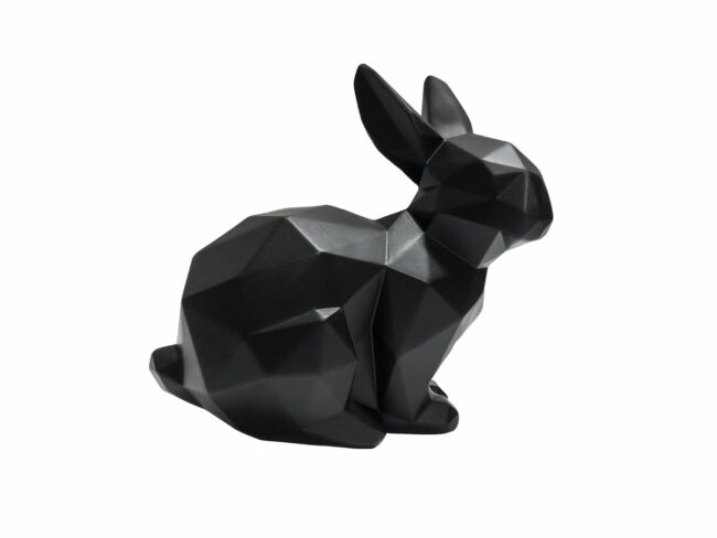 STATUE ORIGAMI BUNNY SITTING POLYRESIN MATT BLACK 17,5X9,3X17CM