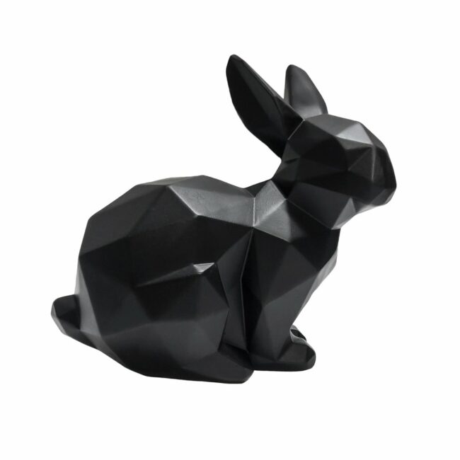 STATUE ORIGAMI BUNNY SITTING POLYRESIN MATT BLACK 17,5X9,3X17CM
