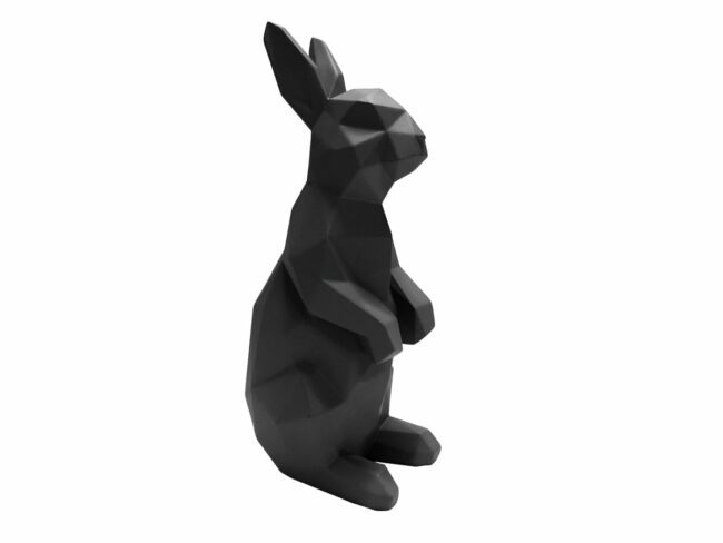 STATUE ORIGAMI BUNNY SITTING POLYRESIN MATT BLACK 12,5X8,7X25,2CM