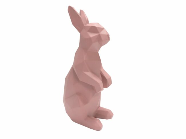 STATUE ORIGAMI BUNNY SITTING POLYRESIN MATT PINK 12,5X8,7X25,2CM