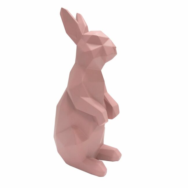 STATUE ORIGAMI BUNNY SITTING POLYRESIN MATT PINK 12,5X8,7X25,2CM