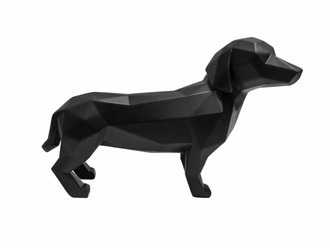 STATUE ORIGAMI DOG STANDING POLYRESIN MATT BLACK 32.5X16.5CM