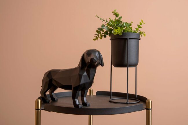 STATUE ORIGAMI DOG STANDING POLYRESIN MATT BLACK 32.5X16.5CM - Image 2
