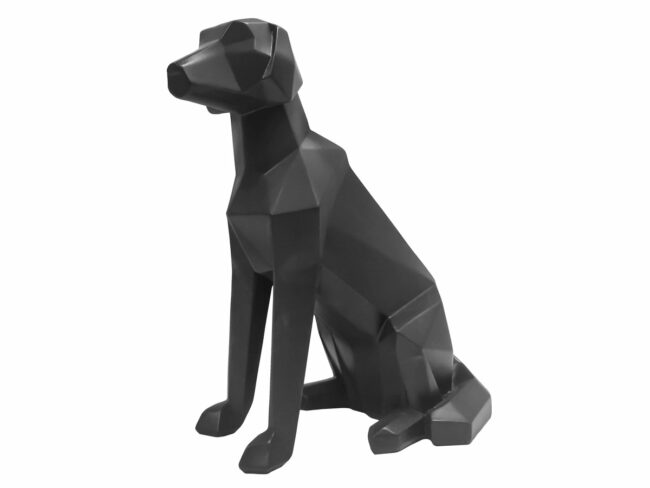 STATUE ORIGAMI DOG SITTING POLYRESIN MATT BLACK 23.3X12.8X25.4CM