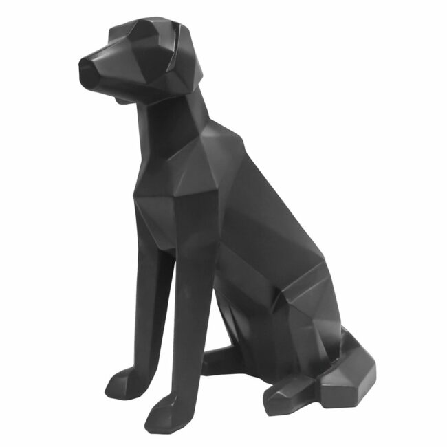 STATUE ORIGAMI DOG SITTING POLYRESIN MATT BLACK 23.3X12.8X25.4CM