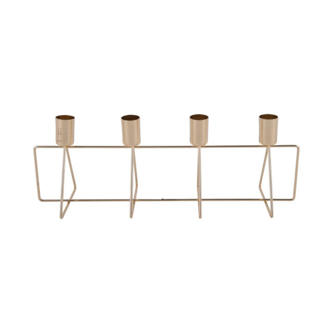CANDLE HOLDER 4 IN A ROW GOLD PLATED 40X9X25CM