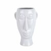 PLANT POT MASK LONG GLAZED WHITE 17.2X16.2X27.2CM
