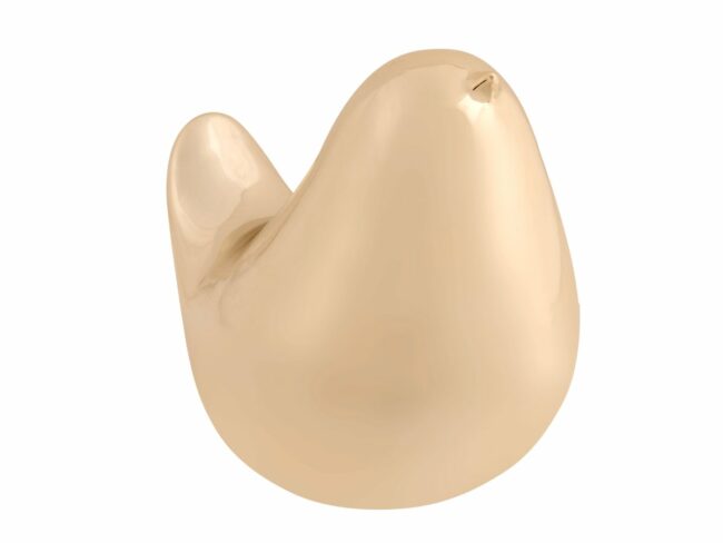 STATUE FAT BIRD LONG TALE MEDIUM CERAMIC GOLD PLATED 13.8X9.8CM