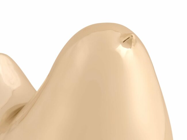 STATUE FAT BIRD LONG TALE MEDIUM CERAMIC GOLD PLATED 13.8X9.8CM - Image 3