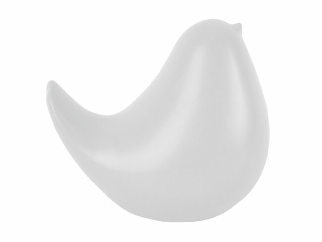 STATUE FAT BIRD LONG TALE MEDIUM CERAMIC MATT WHITE 13.8X9.8CM - Image 2