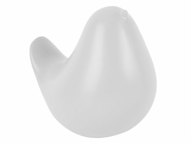 STATUE FAT BIRD LONG TALE MEDIUM CERAMIC MATT WHITE 13.8X9.8CM