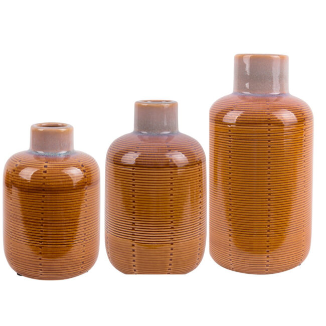VASE BOTTLE CERAMIC YELLOW
