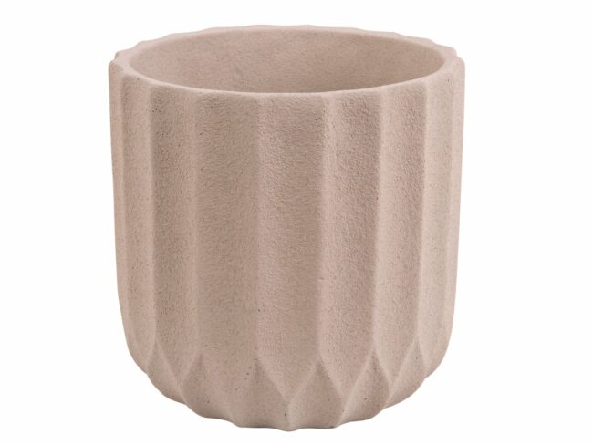 PLANT POT STRIPES CEMENT LARGE IVORY 15X15CM