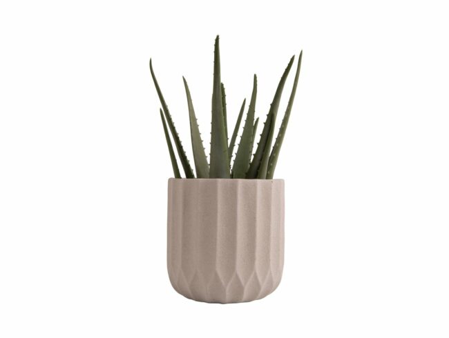 PLANT POT STRIPES CEMENT LARGE IVORY 15X15CM - Image 2