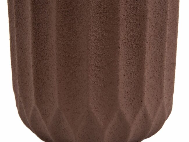 PLANT POT STRIPES CEMENT SMALL CLAY BROWN 13X13CM - Image 2