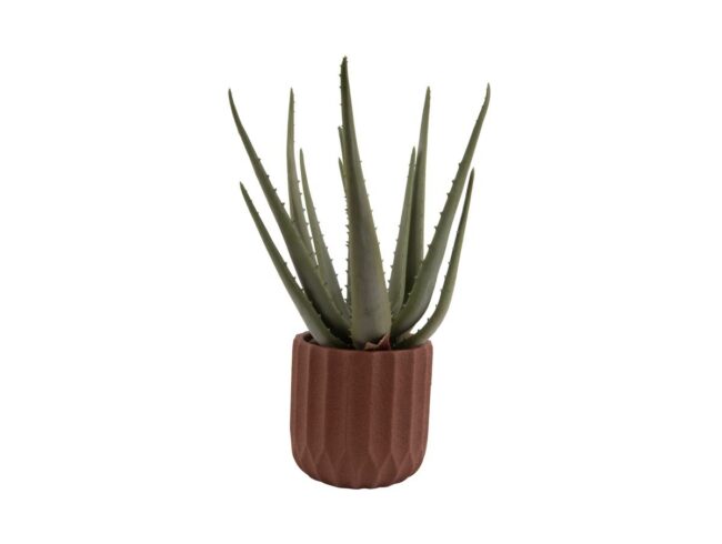 PLANT POT STRIPES CEMENT SMALL CLAY BROWN 13X13CM - Image 3