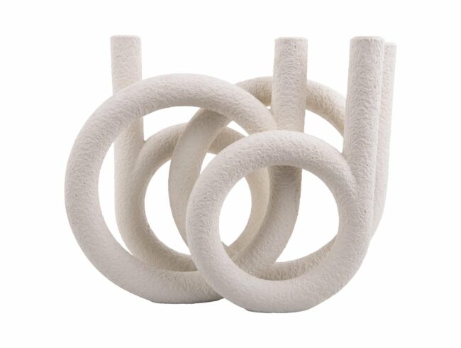 CANDLE HOLDER RINGS POLYRESIN IVORY 38X14.5CM - Image 2