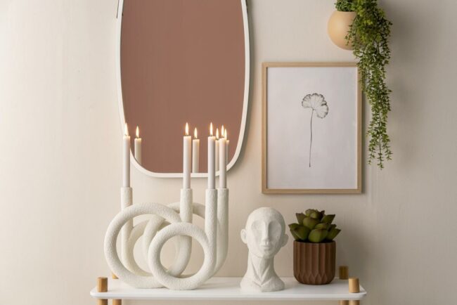 CANDLE HOLDER RINGS POLYRESIN IVORY 38X14.5CM - Image 3