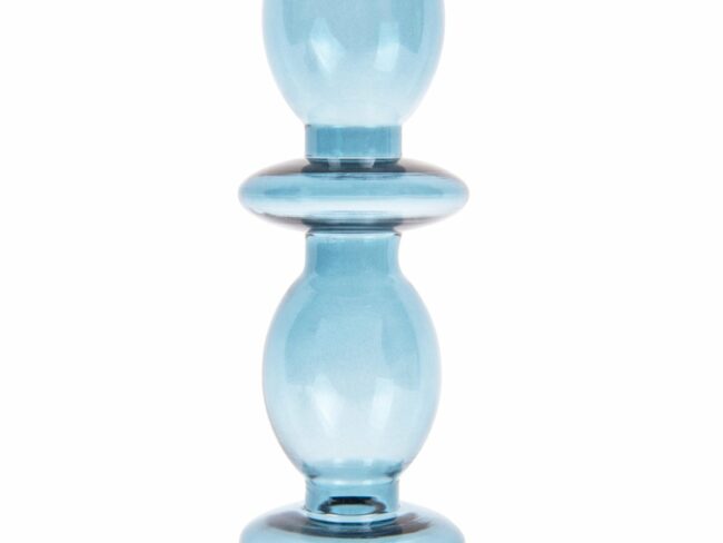CANDLE HOLDER GLASS ART BUBBLES LARGE 24X8.5CM - Image 3