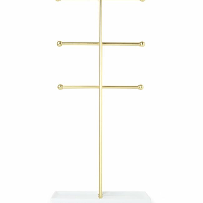 TRIGEM JEWELERY STAND WHITE/BRASS 23.5X10.16X48.26CM