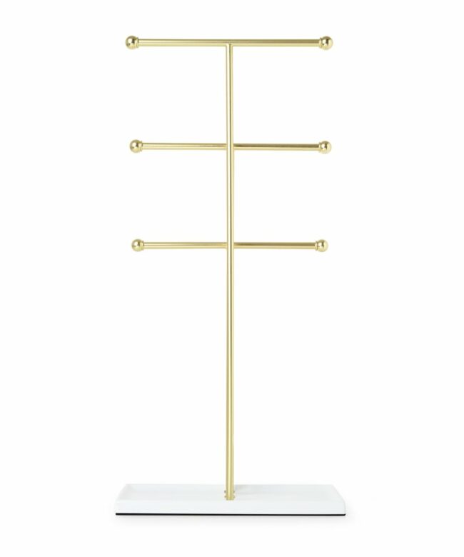 TRIGEM JEWELERY STAND WHITE/BRASS 23.5X10.16X48.26CM