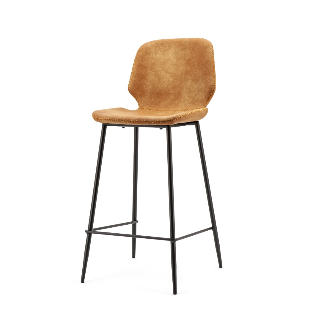 BAR CHAIR SEASHELL LOW COGNAC 42X51X94CM - Pergamos