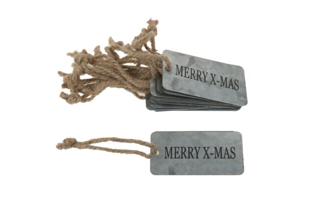 MERRY CHRISTMAS TAGS NATURAL 8X4.5CM 10 PCS