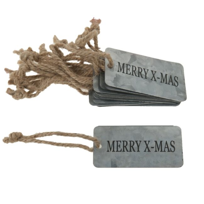 MERRY CHRISTMAS TAGS NATURAL 8X4.5CM 10 PCS