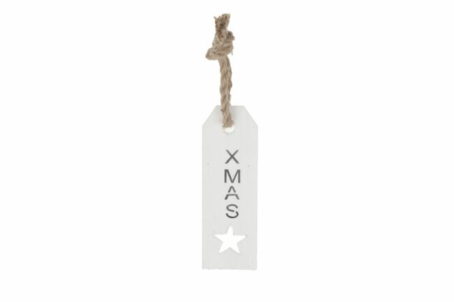 X-MAS WOOD SIGN WHITE 24X5CM