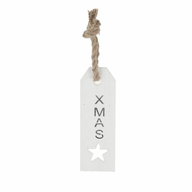 X-MAS WOOD SIGN WHITE 24X5CM