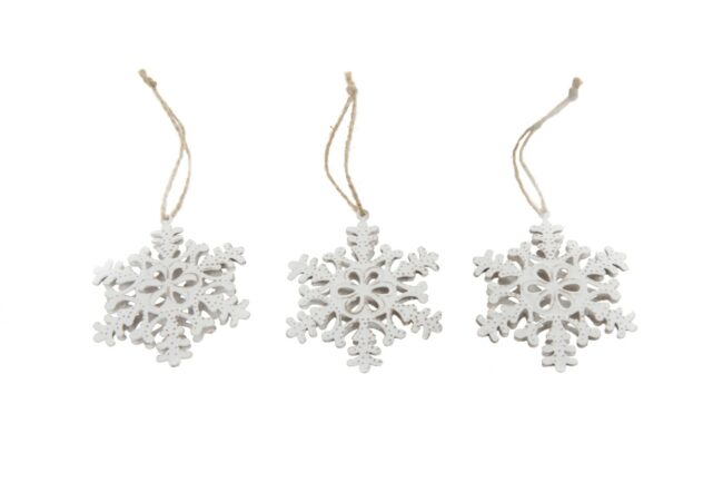 CHRISTMAS METAL SNOWFLAKE WHITE 7X1CM 10 PCS
