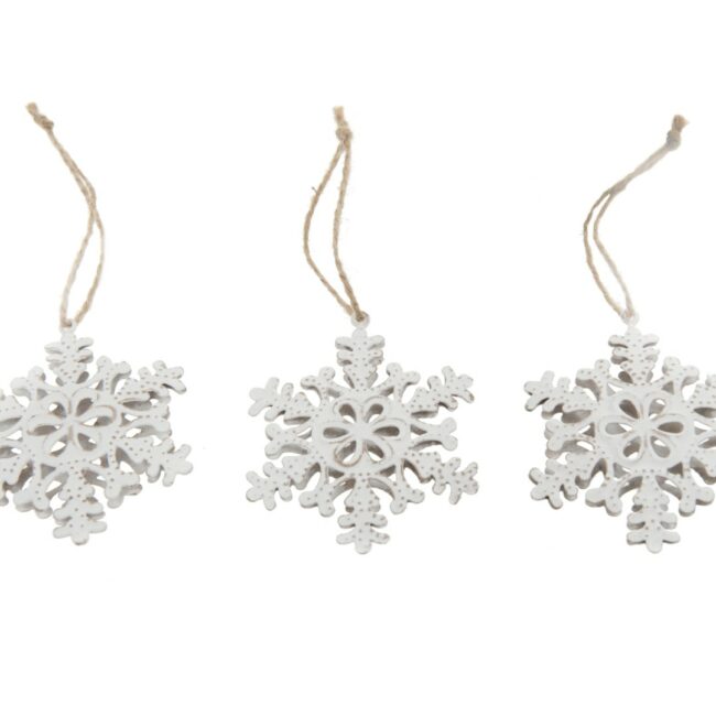 CHRISTMAS METAL SNOWFLAKE WHITE 7X1CM 10 PCS