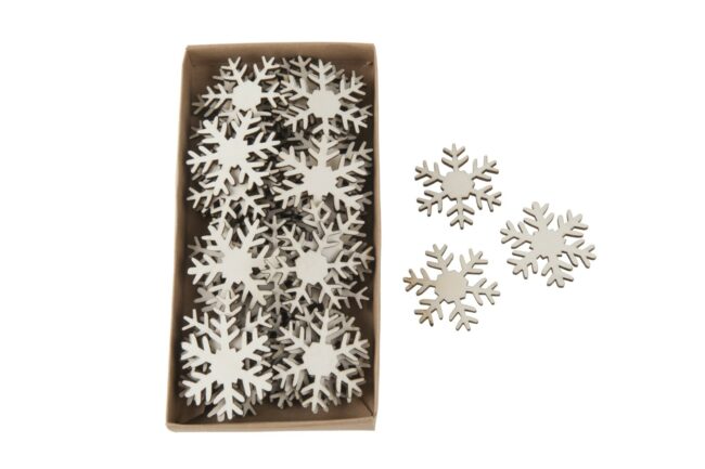 X-MAS WOOD SNOWFLAKE NATURAL 5X5CM  - 20 PCS
