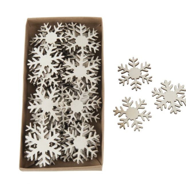 X-MAS WOOD SNOWFLAKE NATURAL 5X5CM  - 20 PCS