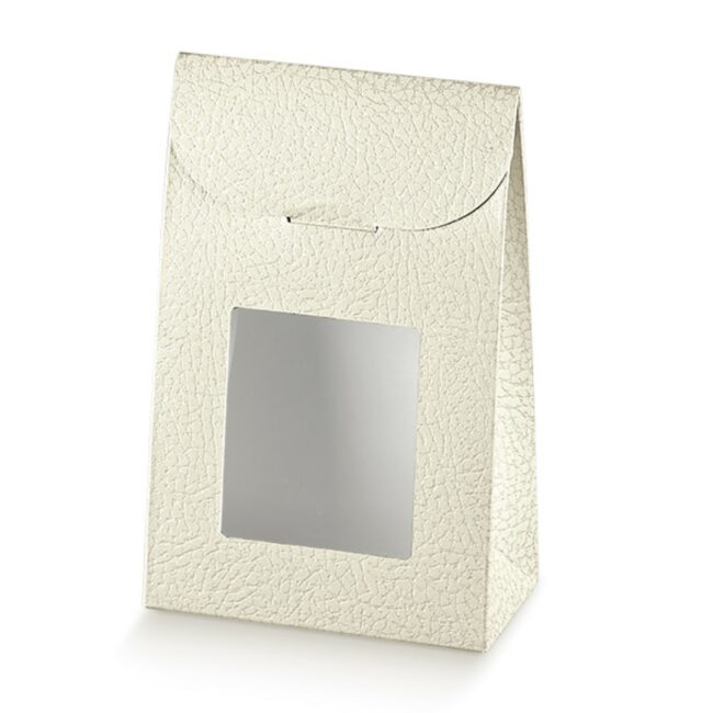 SACCHETTO CON FINESTRA PELLE BIANCO