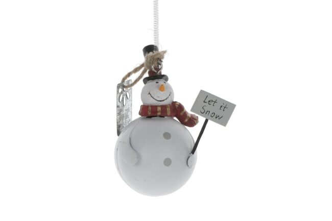 X-MAS HANG SNOWMAN SPRING WHITE 8.5CM