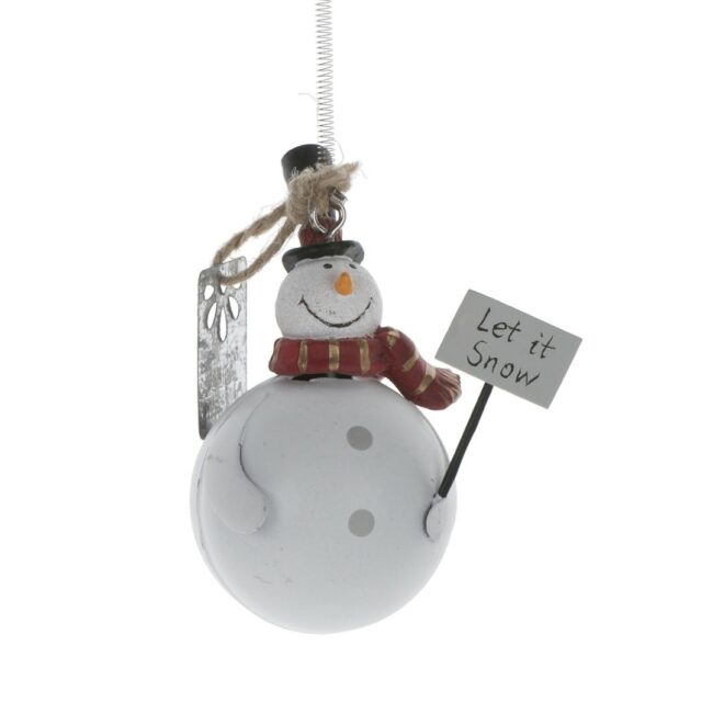 X-MAS HANG SNOWMAN SPRING WHITE 8.5CM