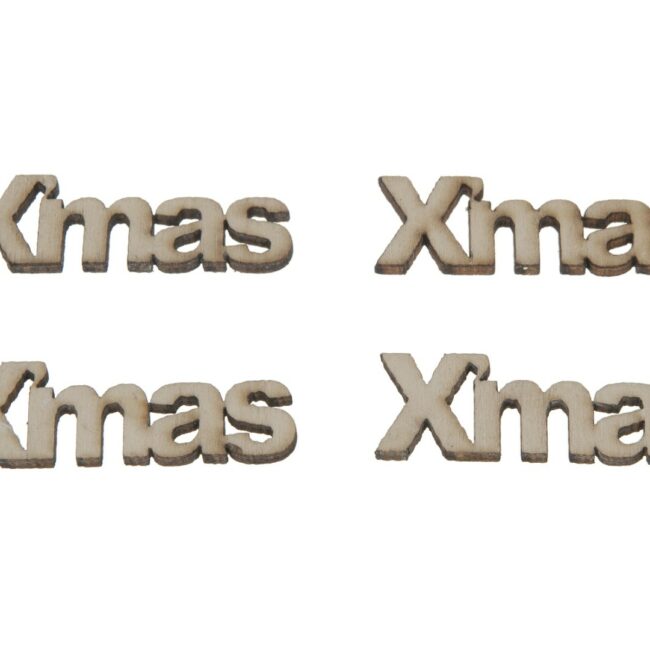 X-MAS WOOD WORD WHITE 30PCS