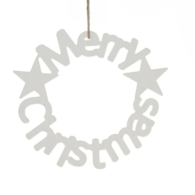 X-MAS MDF WREATH MERRY CHRISTMAS WHITE 30CM