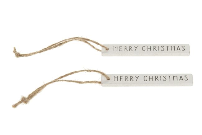 CHRISTMAS WOOD TAGS WHITE 1X0.5X8.5CM 20PCS